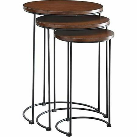 CONVENIENCE CONCEPTS Mackintosh Round Nesting Tables, Chestnut & Black HI2548868